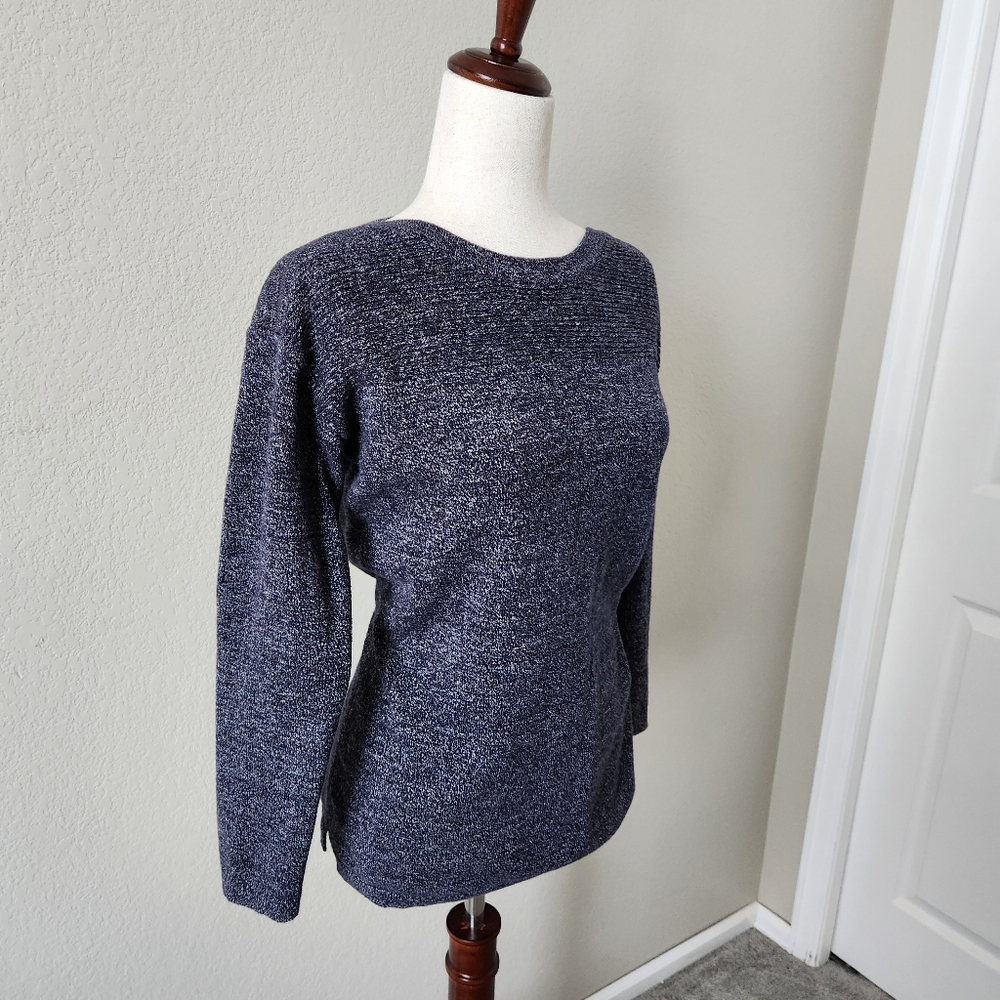 Talbots Marled Navy Blue Knit Crewneck Pullover Size S